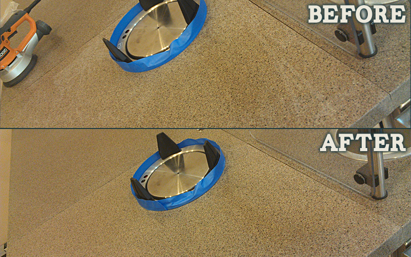 Before and After Corian sample